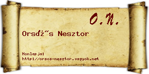 Orsós Nesztor névjegykártya